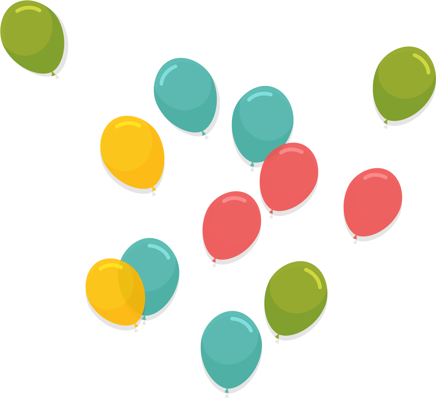 Cartoon Colored Balloons Transprent Png Free Download - Circle Clipart (1596x1472), Png Download