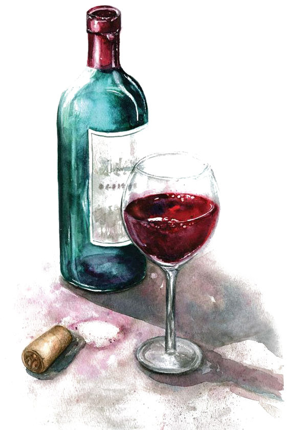 Of Watercolor Glass Painting Red Wine Clipart - Watercolor Paintings Of Wine Bottles - Png Download (564x871), Png Download