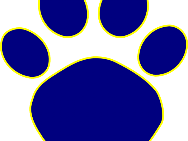 Bobcat Paw Print Outline - Blue And Gold Paw Prints Clipart (640x480), Png Download