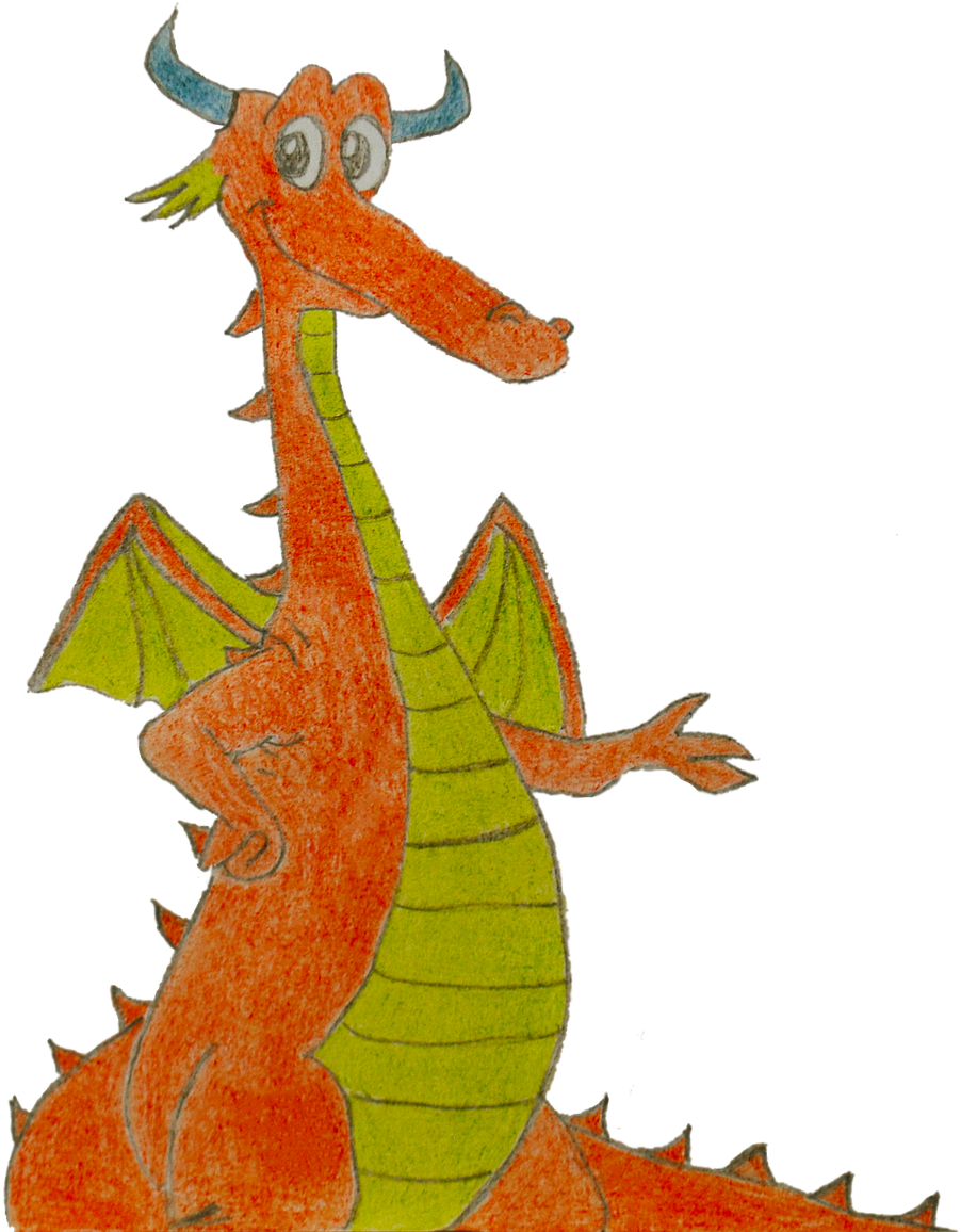 Green And Orange Dragon Clipart (1031x1280), Png Download