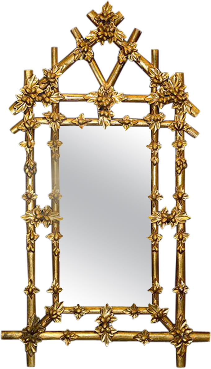 Vintage Large Leaf Carved Gilt Wood Mirror Traditional - Antique Clipart (1200x1200), Png Download