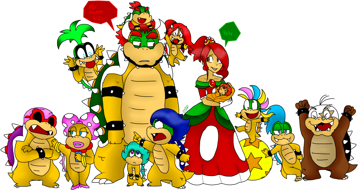 Ask The Koopa Family - Cartoon Clipart (1280x692), Png Download