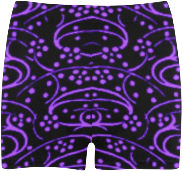 Vintage Swirl Floral Purple Black Briseis Skinny Shorts - Miniskirt Clipart (1000x1000), Png Download
