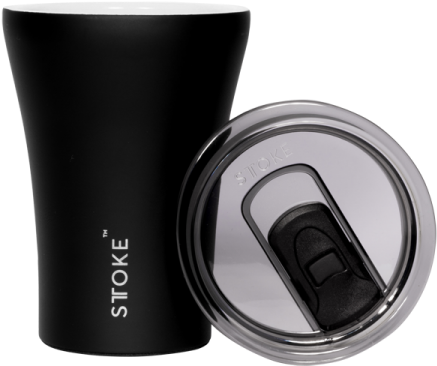 Sttoke Reusable Coffee Cup Lux Black 8oz - Cup Clipart (600x600), Png Download