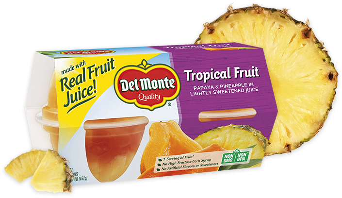 Tropical Fruit, Fruit Cup® Snacks - Del Monte Tropical Fruit Cups Clipart (1050x407), Png Download