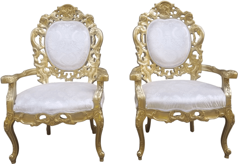 Gold & Ivory Velvet Chairs - Chair Clipart (900x619), Png Download