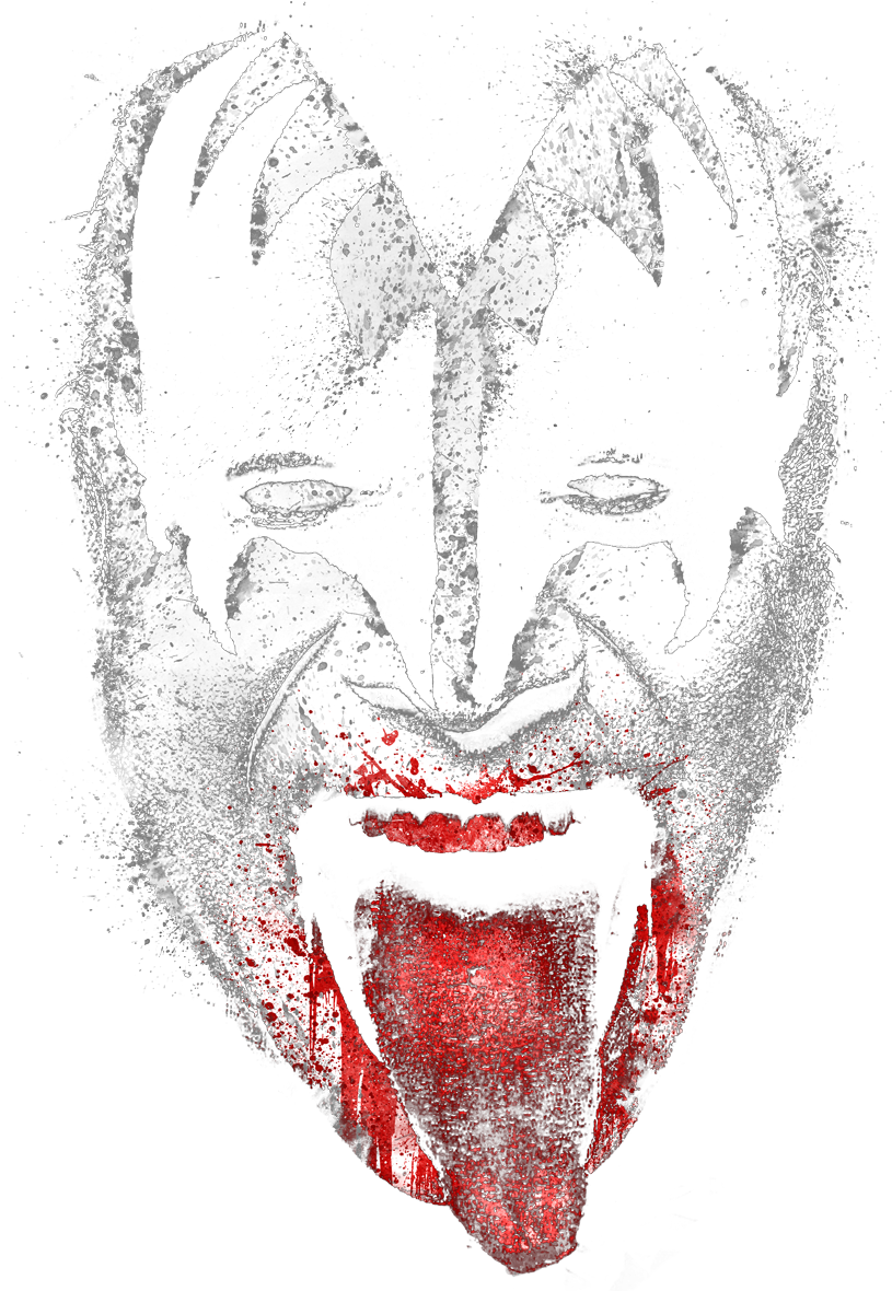 Kiss Demon Face Juniors V Neck T Shirt - Illustration Clipart (815x1180), Png Download