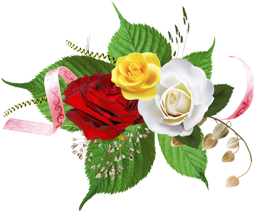 Flores, Rosas Con El Ornamento, Decoración, Adornos - Download Bunga Mawar Clipart (855x720), Png Download