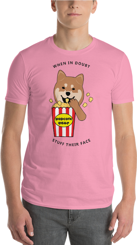 Red Shiba Popcorn Hashtagtshblack Mockup Front Mens - T-shirt Clipart (1000x1000), Png Download