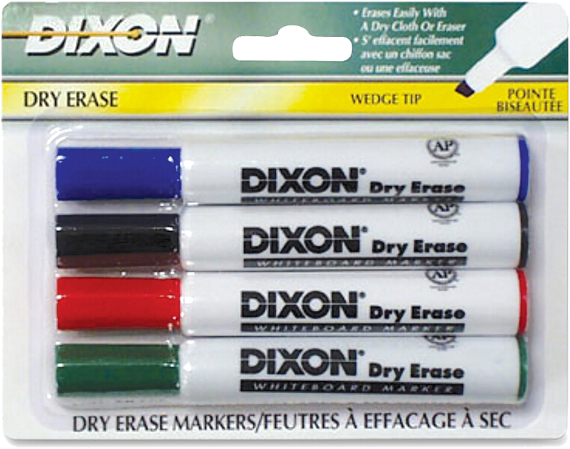 Dixon Dry Erase Whiteboard Markers, 4 Assorted Colours - Marking Tools Clipart (850x850), Png Download