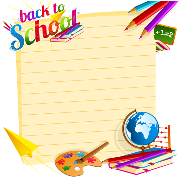 Crayons Stylos - Page - Back To School Frame Clipart (600x600), Png Download