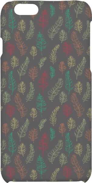Green Orange Red Feather Leaves On Grey Hard Case For - Mobile Phone Case Clipart (800x800), Png Download