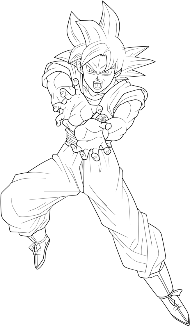 Goku At Getdrawings - Goku Ssj God Lineart Clipart (696x1147), Png Download