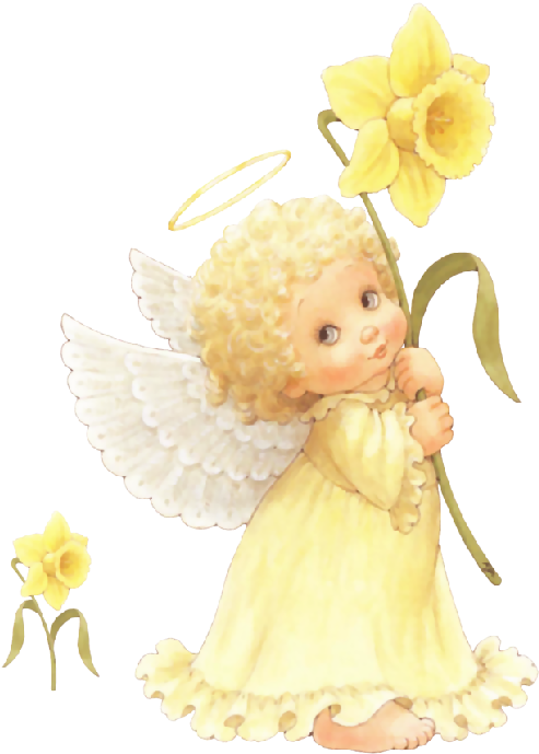 Angelito - Daffodils And Angels Clipart (502x700), Png Download