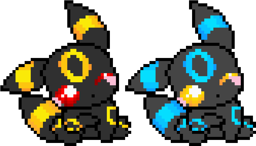 Shiny & Normal Umbreon - Pixel Art Pokemon Shiny Clipart (1030x570), Png Download