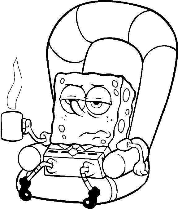 Spongebob Overwhelming Fatigue Coloring Pages Spongebob - Omalovanky Spongebob V Kalhotach Clipart (586x731), Png Download