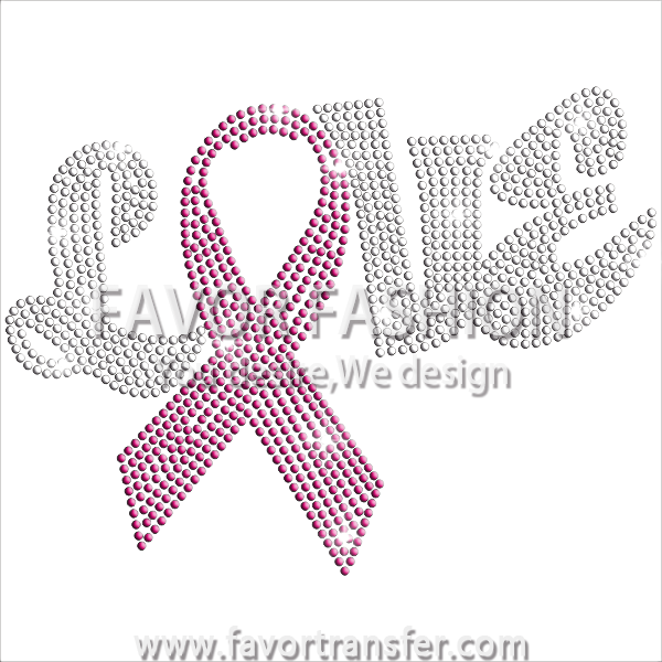 Love Pink Ribbon Breast Cancer Awareness Hotfix Rhinestone - Heart Clipart (600x600), Png Download