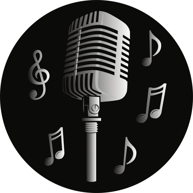 Microphone Logo Music Sound Recording And Reproduction - Microfone Com Notas Musicais Png Clipart (750x750), Png Download