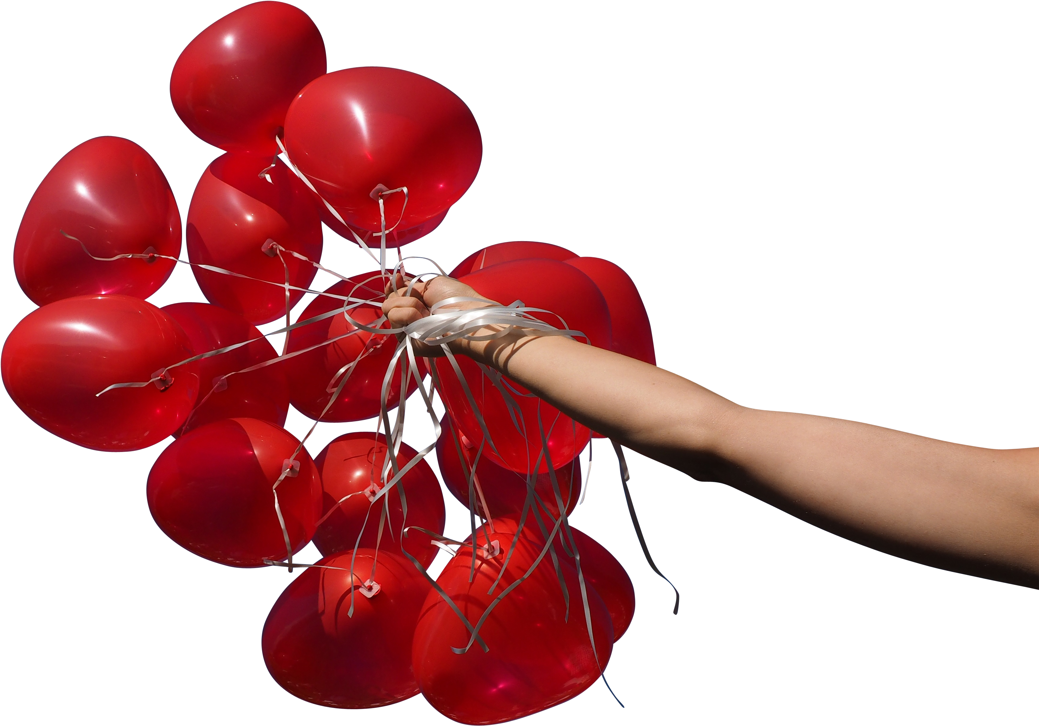 Red Heart Balloons In Hand - Balloon Clipart (4608x3456), Png Download