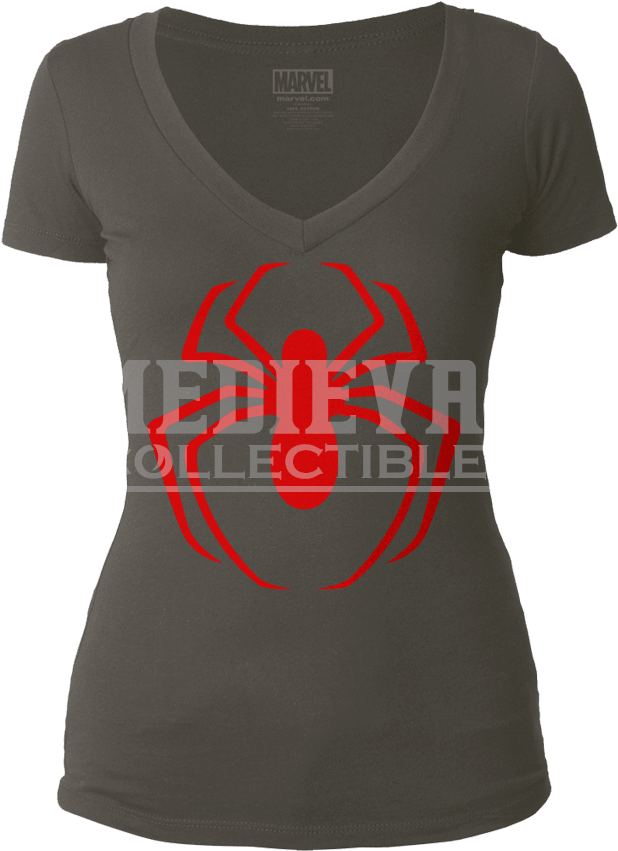 Womens Spider Man Red Logo V Neck Tee - Active Shirt Clipart (850x850), Png Download