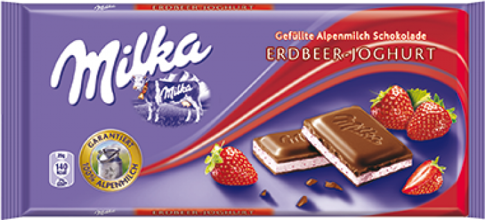 Milka Strawberries And Yoghurt Chocolate Bar - Milka Strawberry Yogurt Clipart (700x700), Png Download