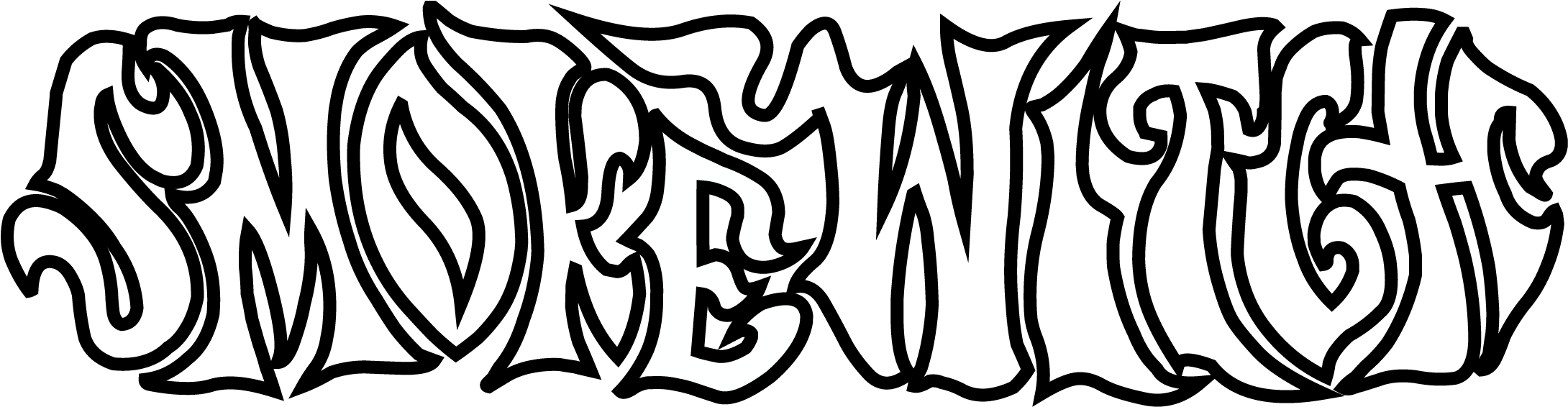 Smoke Witch Logo Black/white - Line Art Clipart (2205x570), Png Download