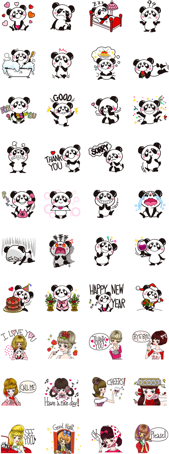 Panditas Cute Panda Emoji, Chibi Panda, Kawaii Chibi, - Panda Stickers Viber Clipart (562x1500), Png Download