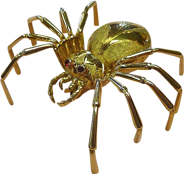 An Amazing Vintage Spider Pin Exquisitely Made In 18k - European Garden Spider Clipart (600x565), Png Download