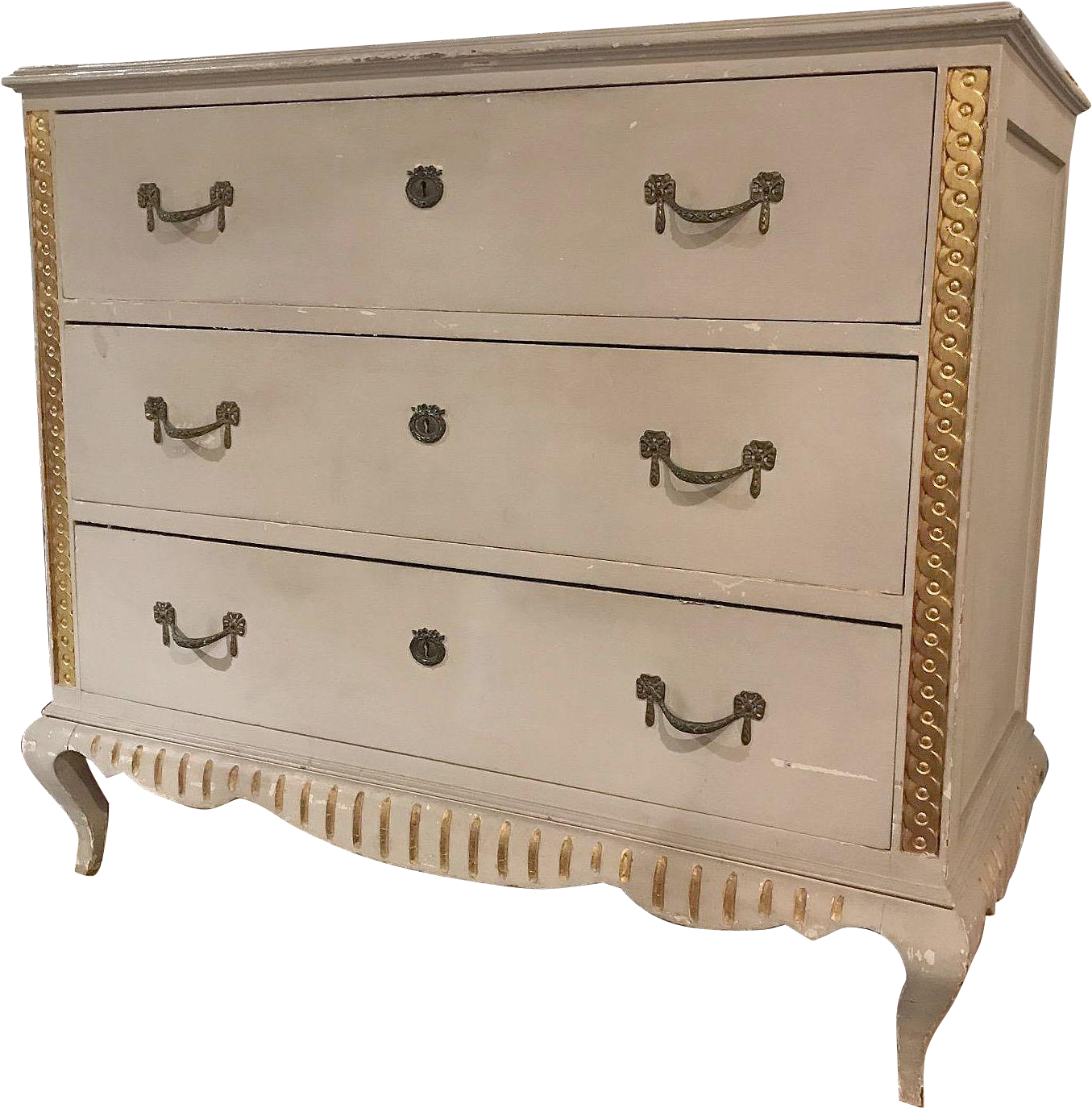 Antique Italian Painted And Gold-leafed Commode Or - Chest Of Drawers Clipart (1374x1374), Png Download