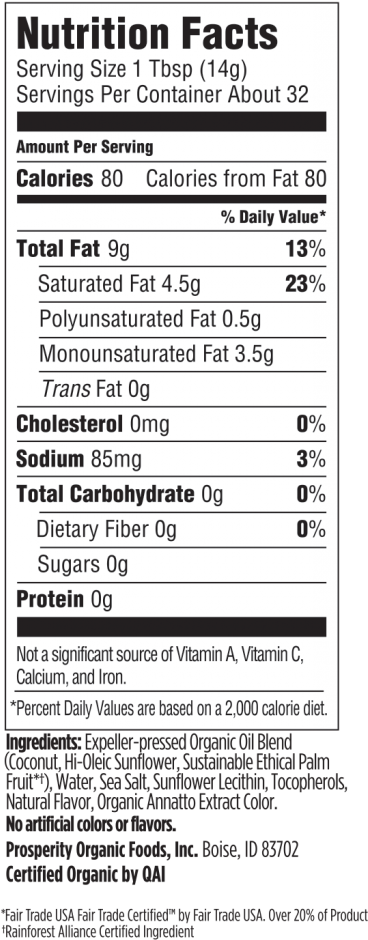 Nutrition Label - Melt Organic Buttery Spread Nutrition Label Clipart (420x1024), Png Download