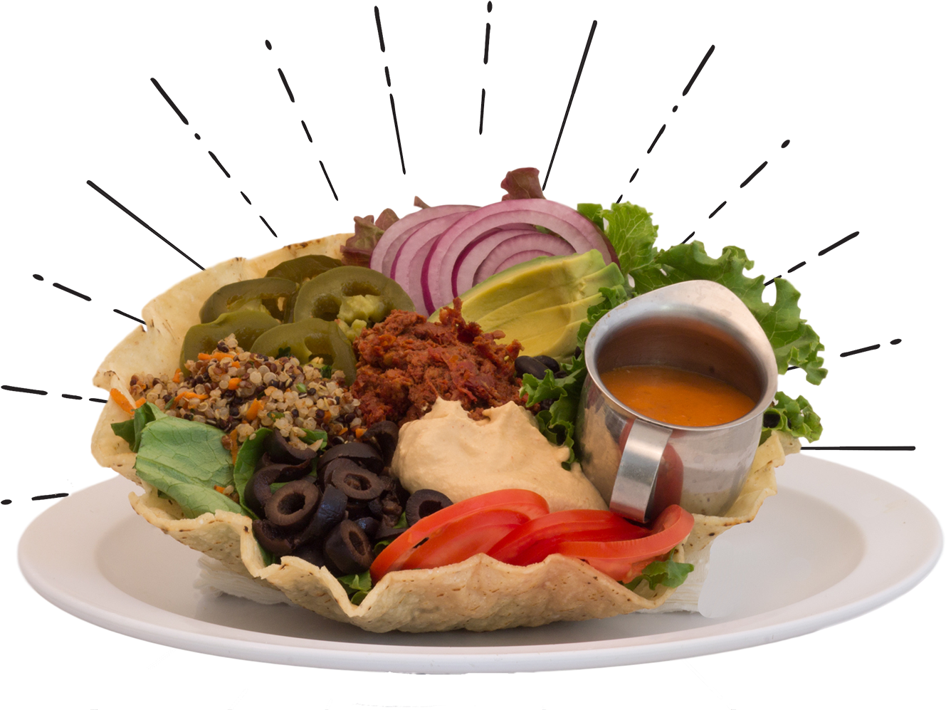 Try The Taco Salad - Vegetarian Food Transparent Clipart (1560x1040), Png Download