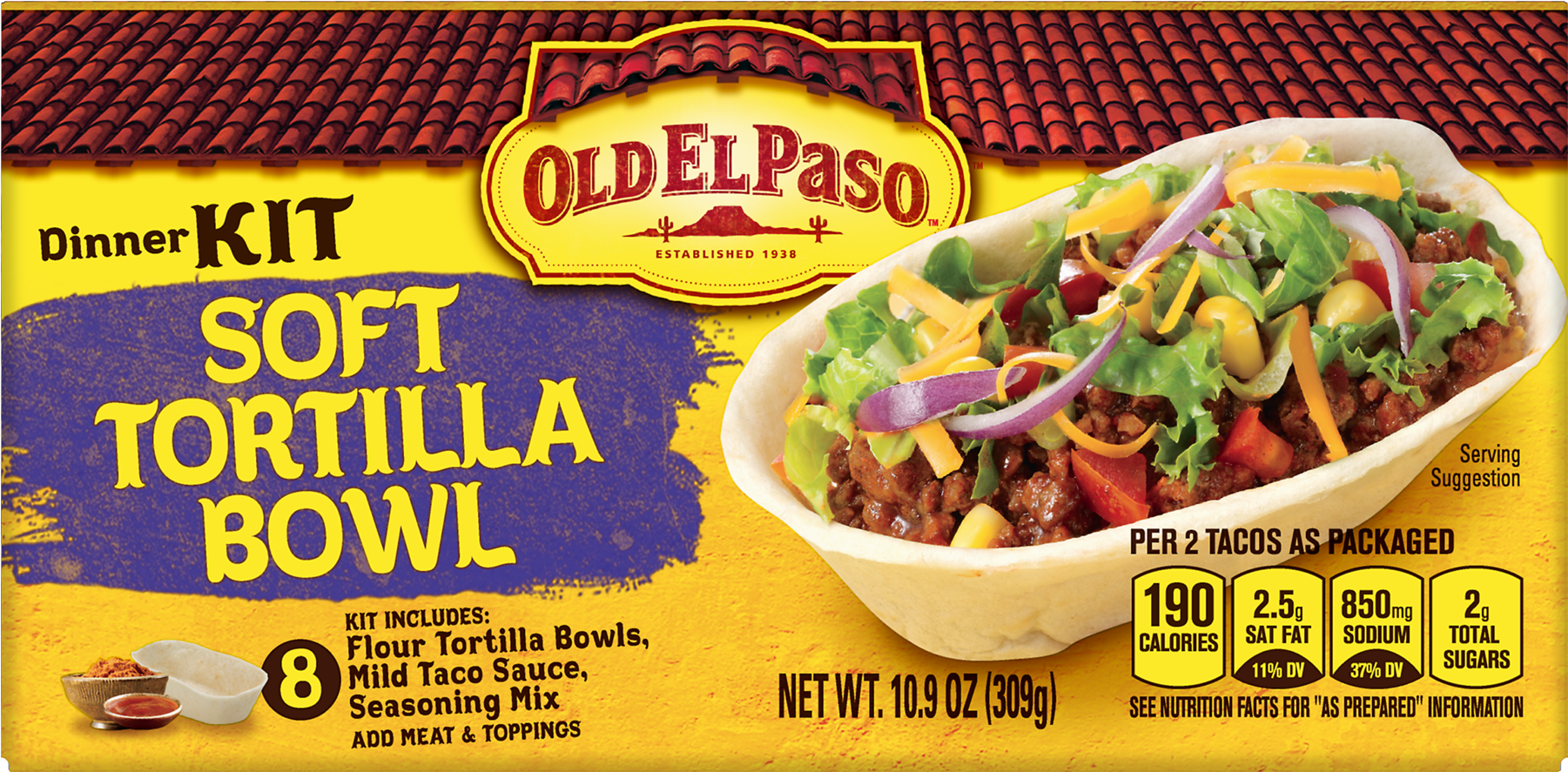 Old El Paso Stand 'n Stuff Soft Taco Dinner Kit, - Old El Paso Taco Boats Nutrition Clipart (1800x1800), Png Download