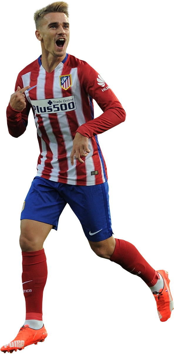 Antoine Griezmann Render - Antoine Griezmann Atletico Madrid Png Clipart (593x1205), Png Download