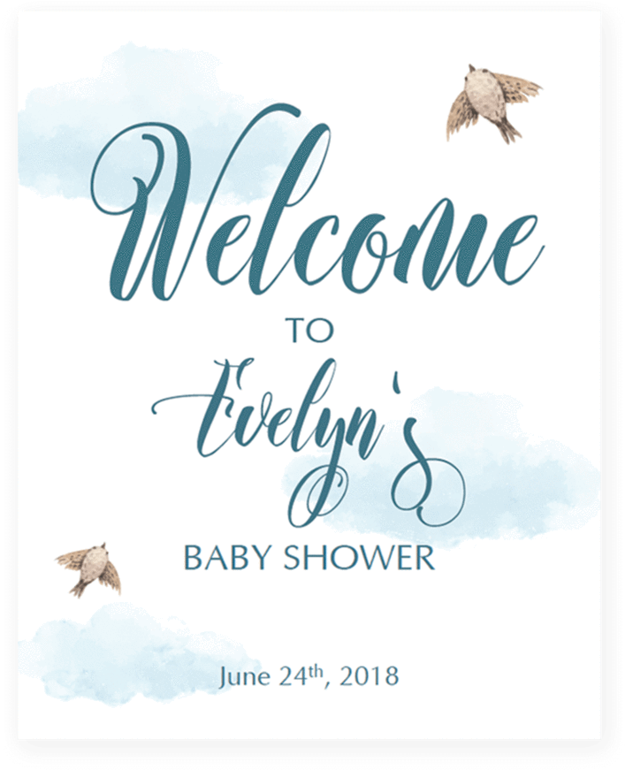 Printable Baby Shower Welcome Sign With Blue Watercolor - Calligraphy Clipart (819x1024), Png Download
