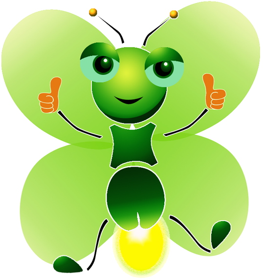 Butterfly Light Green Transprent Png Free - Dibujo Animado De Luciernaga Clipart (800x618), Png Download