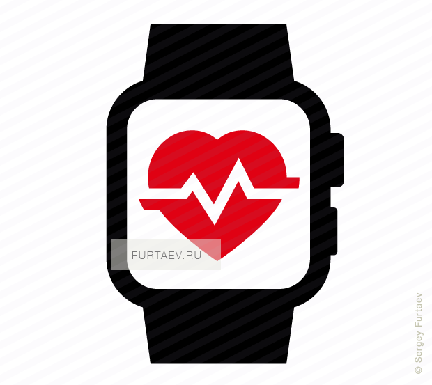 In Smartwatch Icon Of Smart Watch With - Smart Watch Heart Beat Clipart (620x553), Png Download