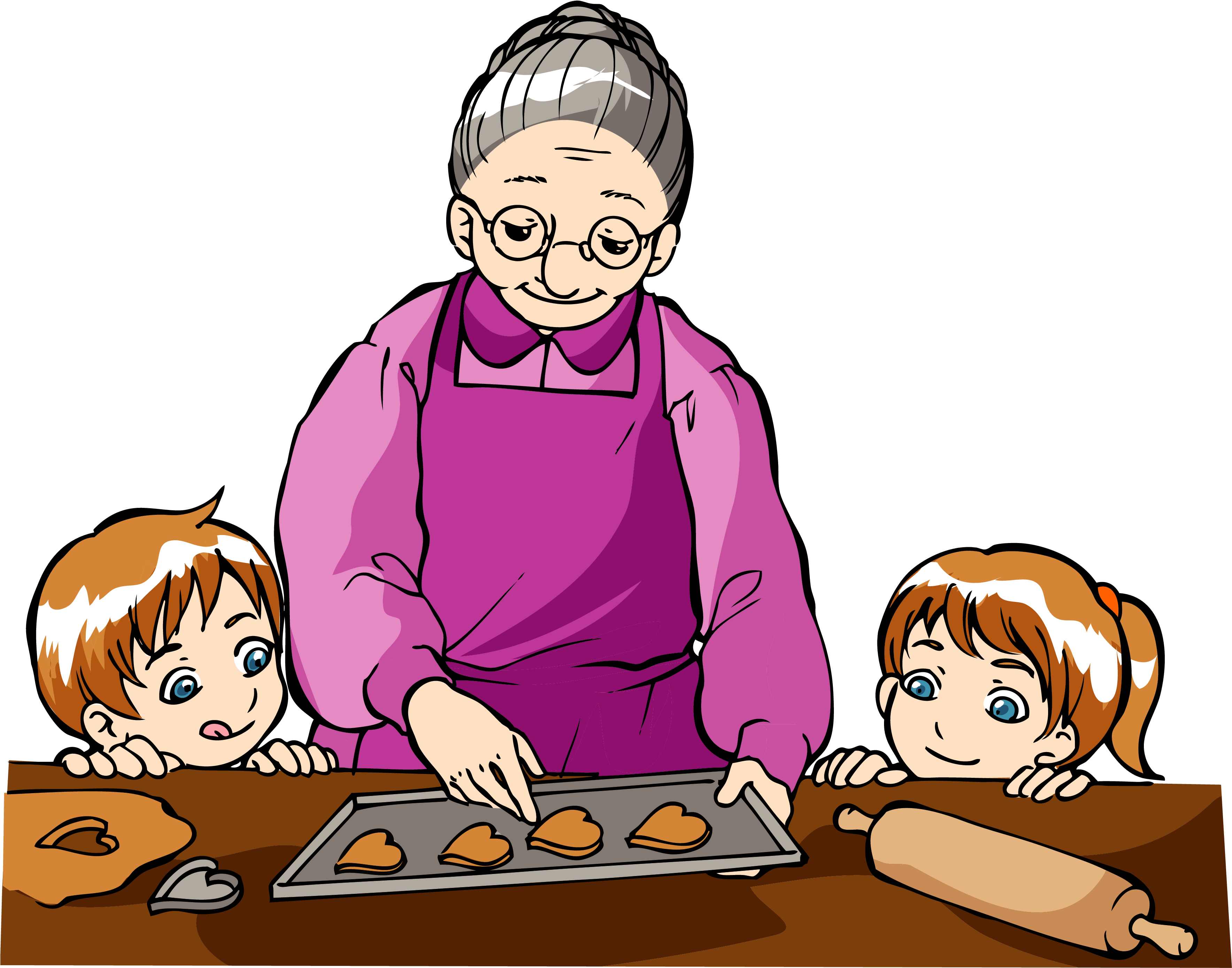 Banner Black And White Library Grandmother Face Clipart - Baking With Grandma Clipart - Png Download (3544x2785), Png Download