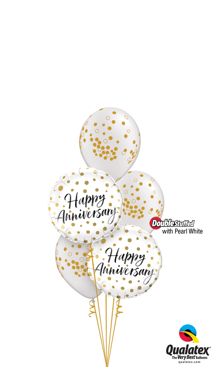 Happy Anniversary Gold Dots Bouquet - Balloon Clipart (747x1280), Png Download