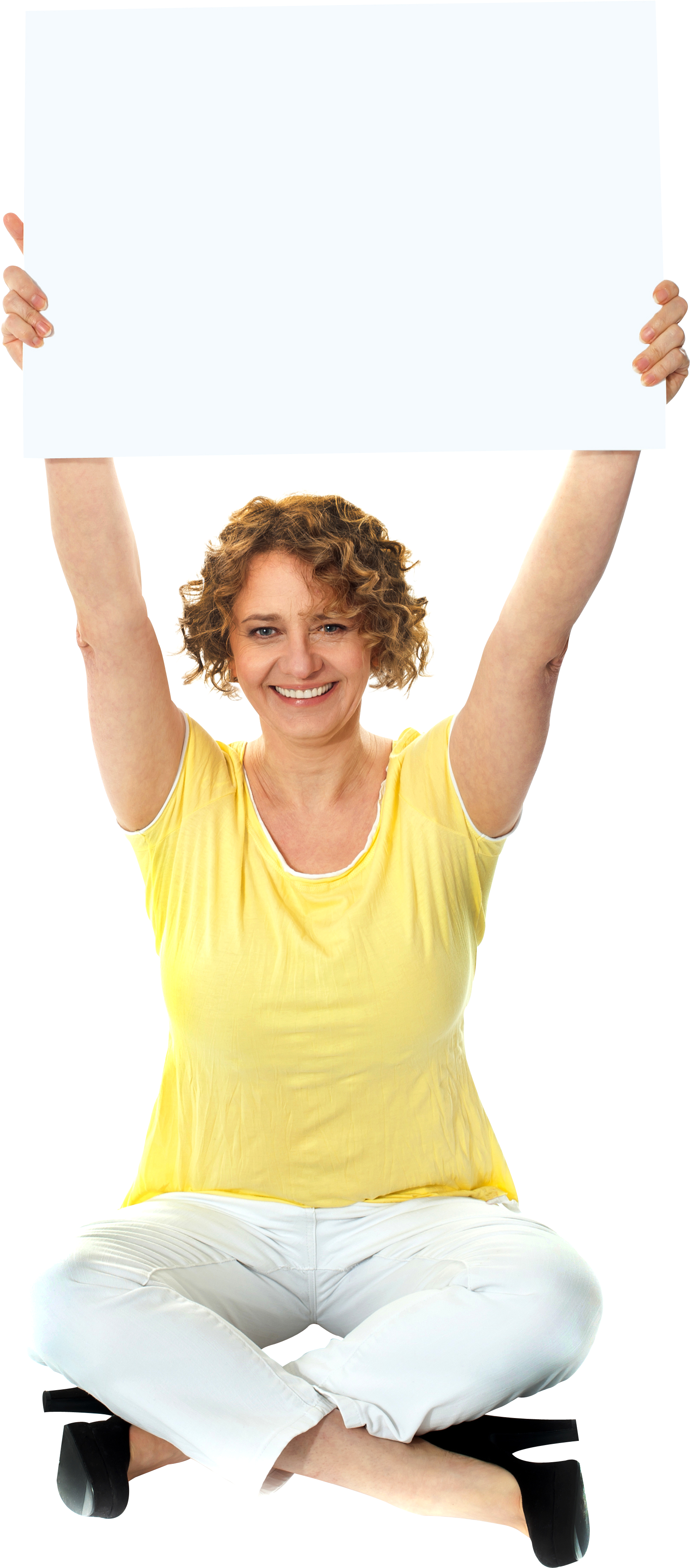 Women Holding Banner Royalty-free Png Photo - Sitting Clipart (3200x4141), Png Download