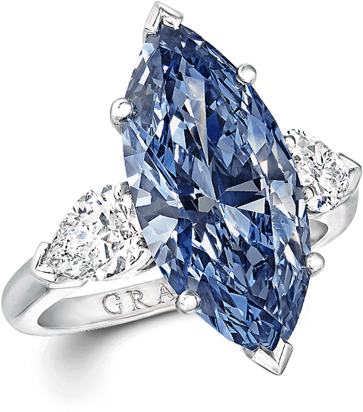 Marquise Cut Blue Diamond Ring , Png Download - Graff Jewellery Clipart (715x811), Png Download