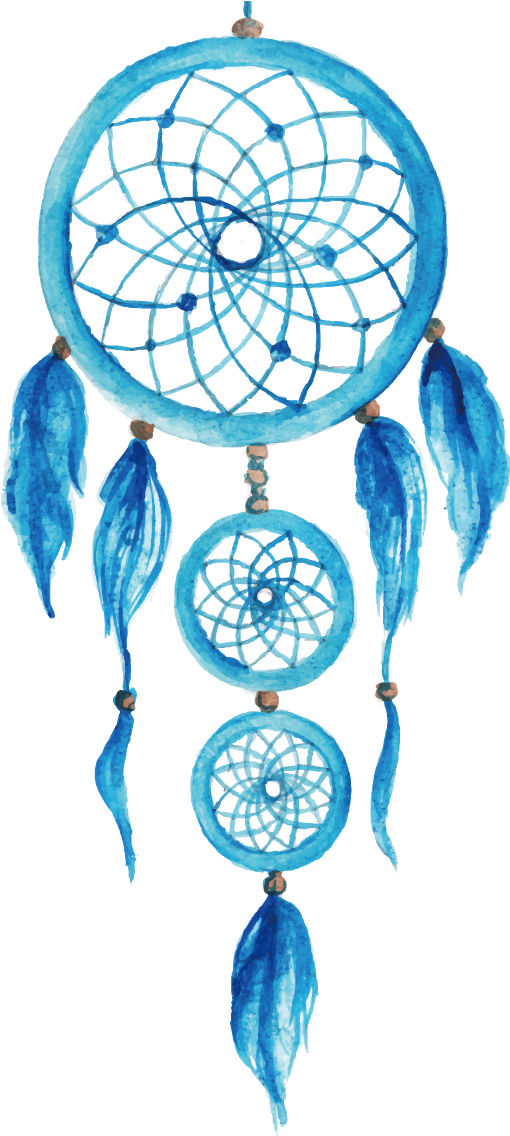 Watercolor Vector Hand Painted Illustration Dreamcatcher - Blue Dream Catcher Watercolor Clipart (510x1136), Png Download