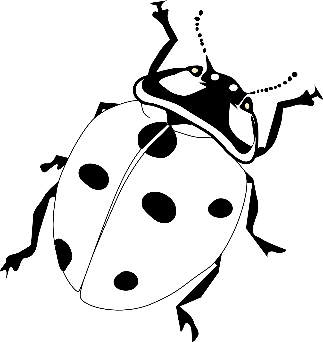 Drawing Ladybug Pen And Ink - Ladybird Black And White Clipart (1331x1406), Png Download