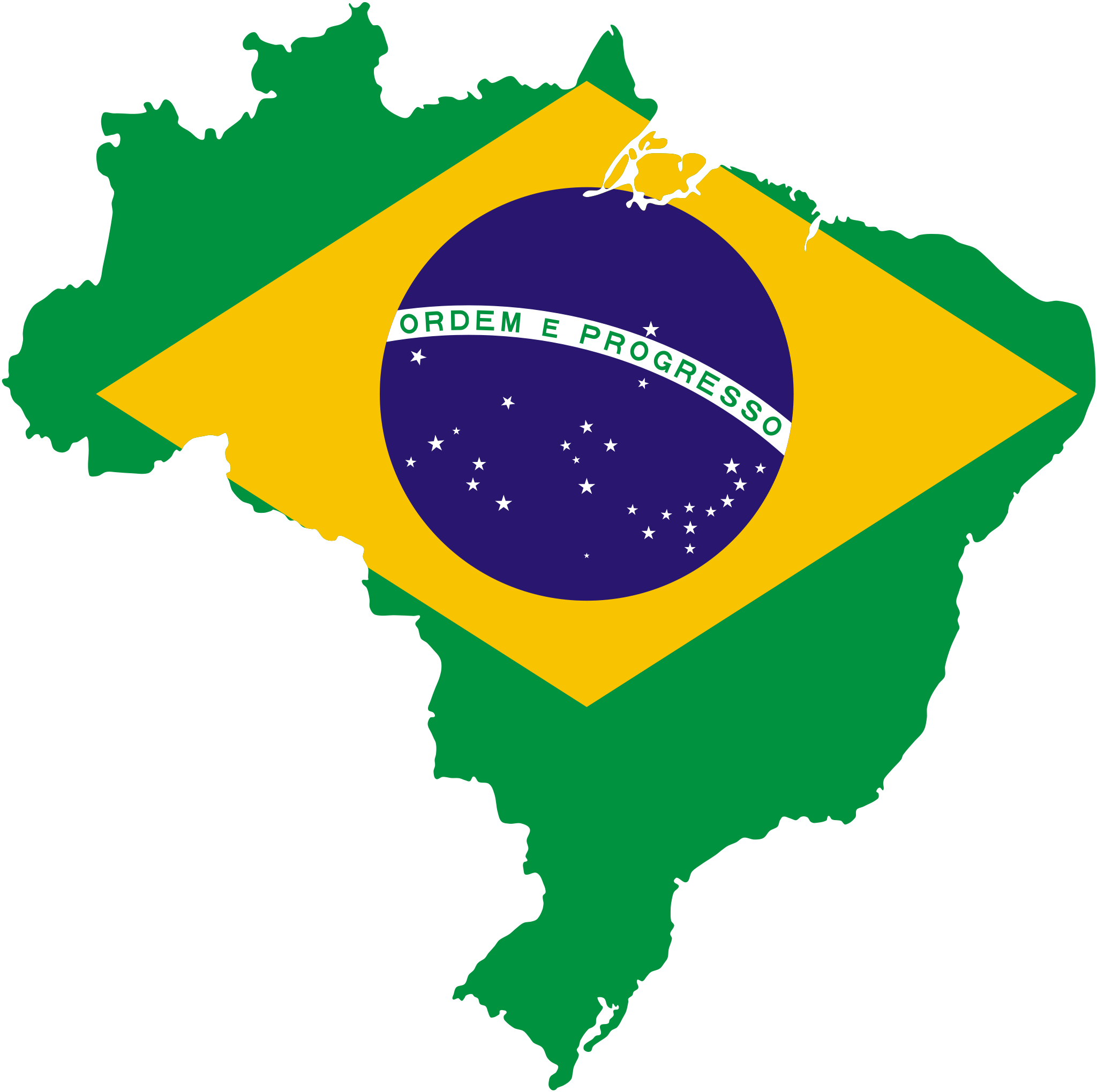 Brazil Flag Map Clipart (2048x2040), Png Download