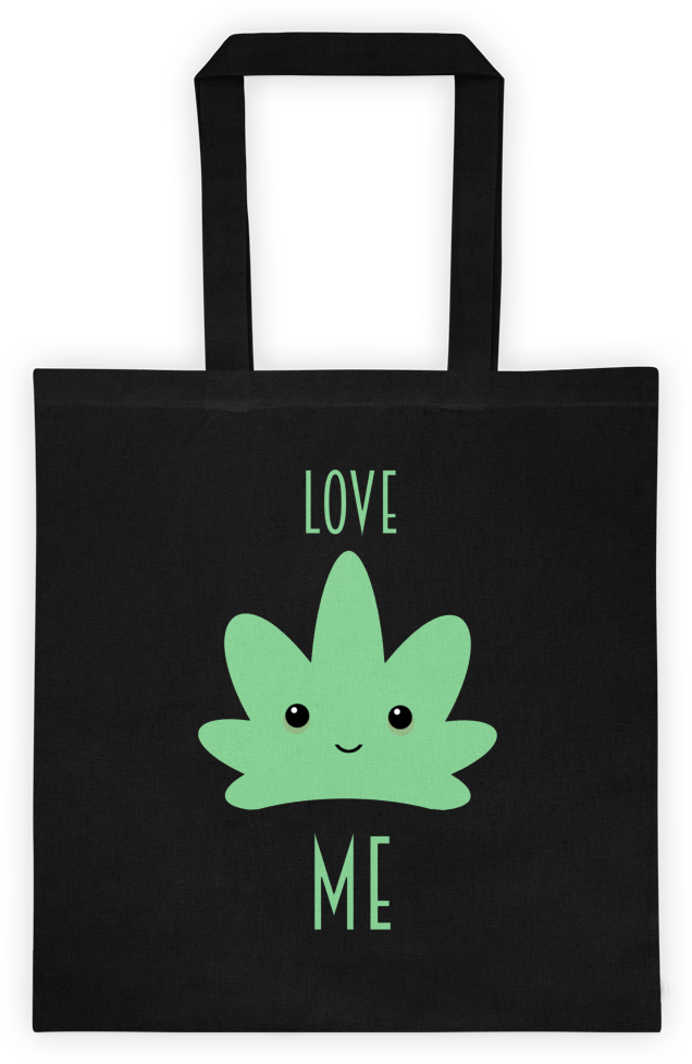 Kawaii Cannabis Stoner Shopping Bag Cute Weed Leaf - Tote Bag Clipart (1000x1000), Png Download
