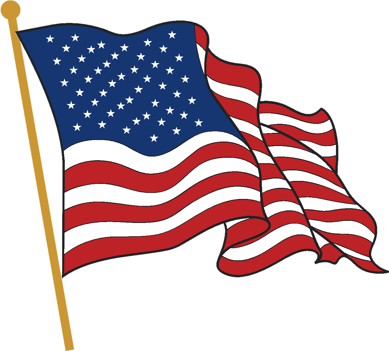 American Flag Waving Png - American Flag Flying Clipart Transparent Png (1290x1167), Png Download