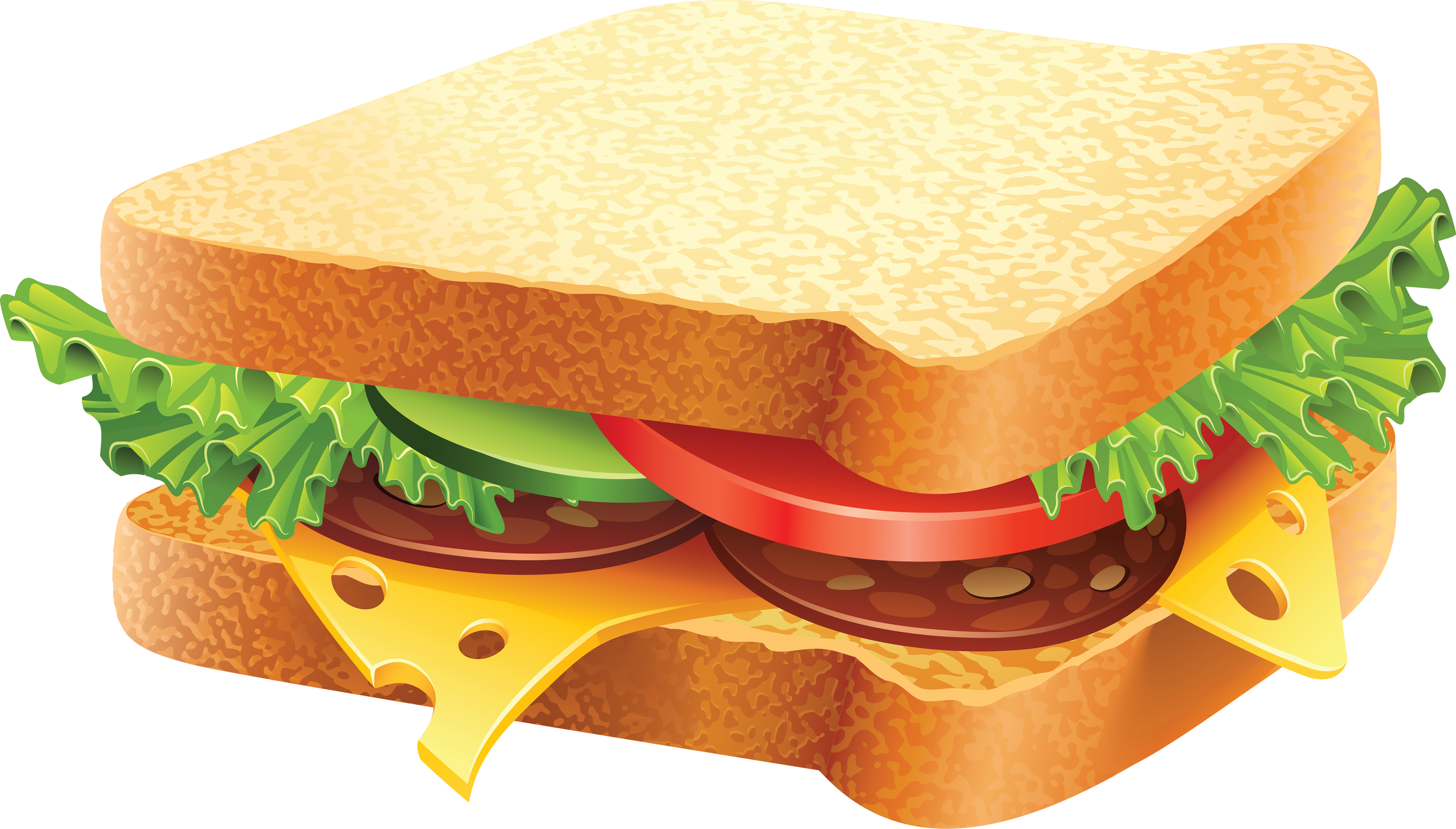 Sandwich Clip Art Free - Fast Food Images Free Download - Png Download (3485x1984), Png Download