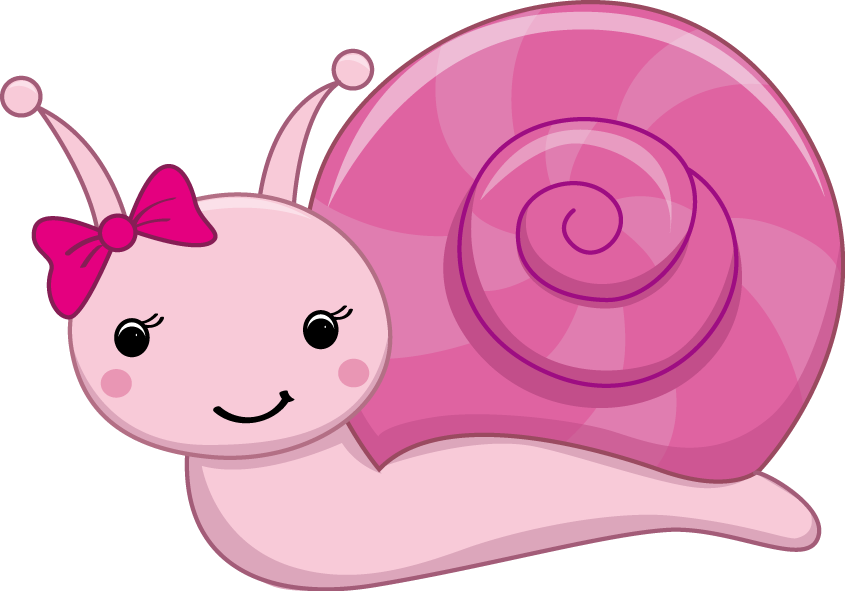 Pretty Pink Girly Jungle Animals - Pink Snail Cartoon Clipart (845x591), Png Download