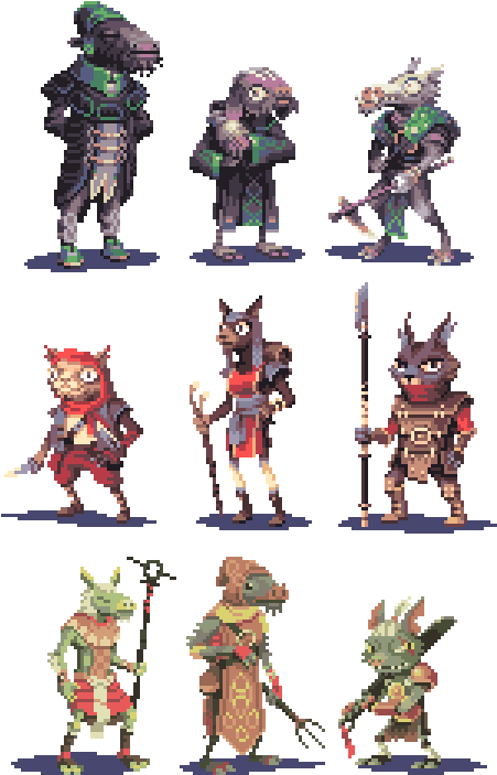 Here Is The Full Set Of Goblins I Made For Goblin Week - Pixel Characters 32 Pixels Clipart (480x720), Png Download