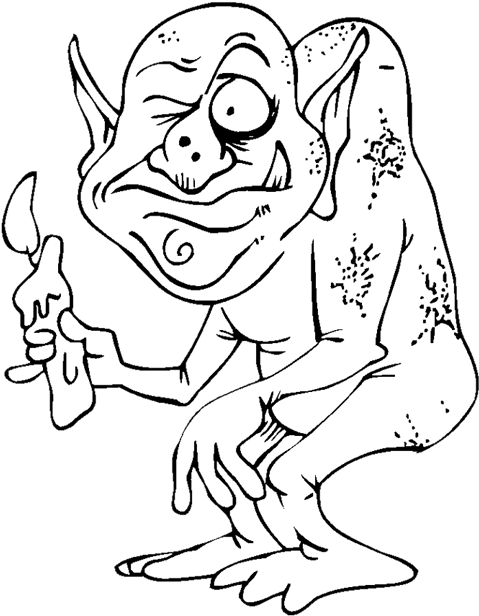 Goblin Coloring Page - Kid Coloring Pages Goblin Halloween Clipart (558x756), Png Download