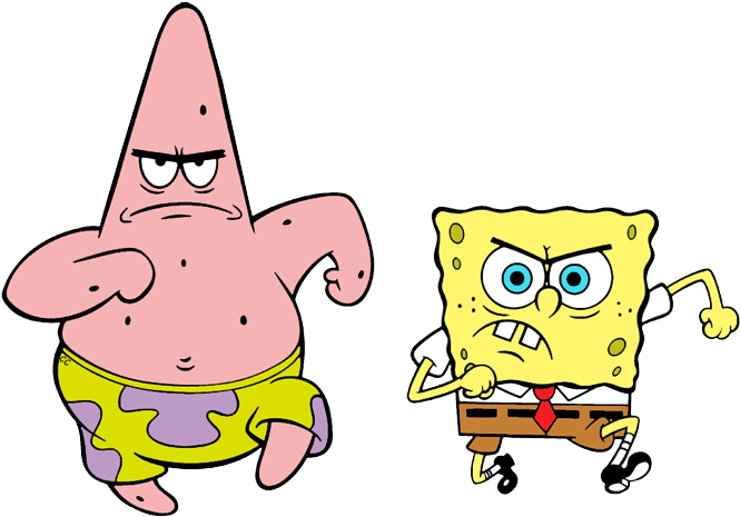 Spongebob Dancing Gif Transparent - Patrick And Spongebob Png Clipart (671x471), Png Download